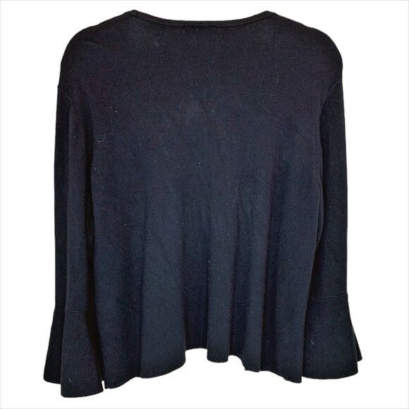 Alfani Open Front Black Cardigan Sweater Plus Size 2X 2XL Flared Sleeves Soft - Picture 2 of 4